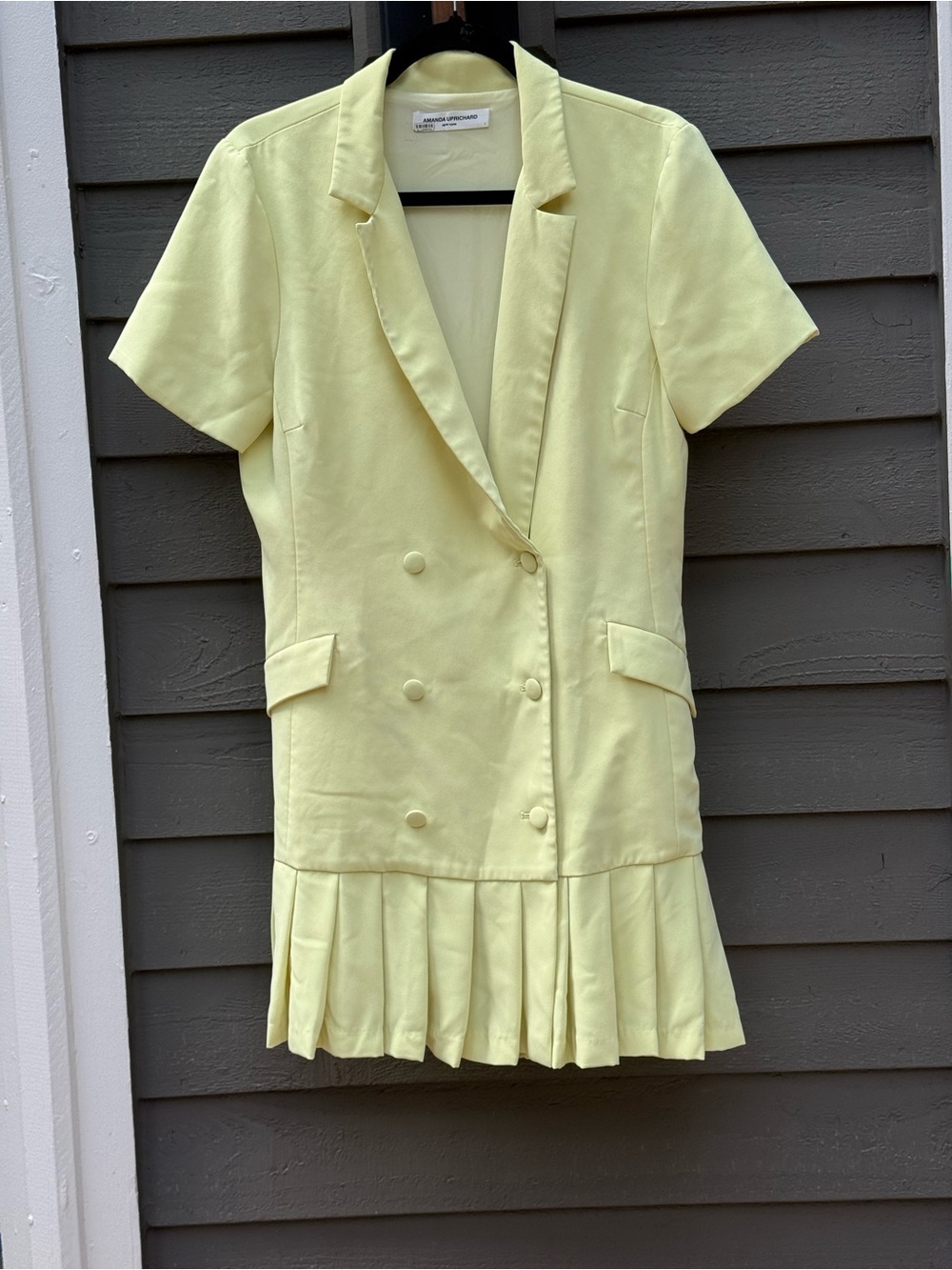 Amanda Uprichard lime green Short-Sleeve Double-Breasted Blazer Dress Large